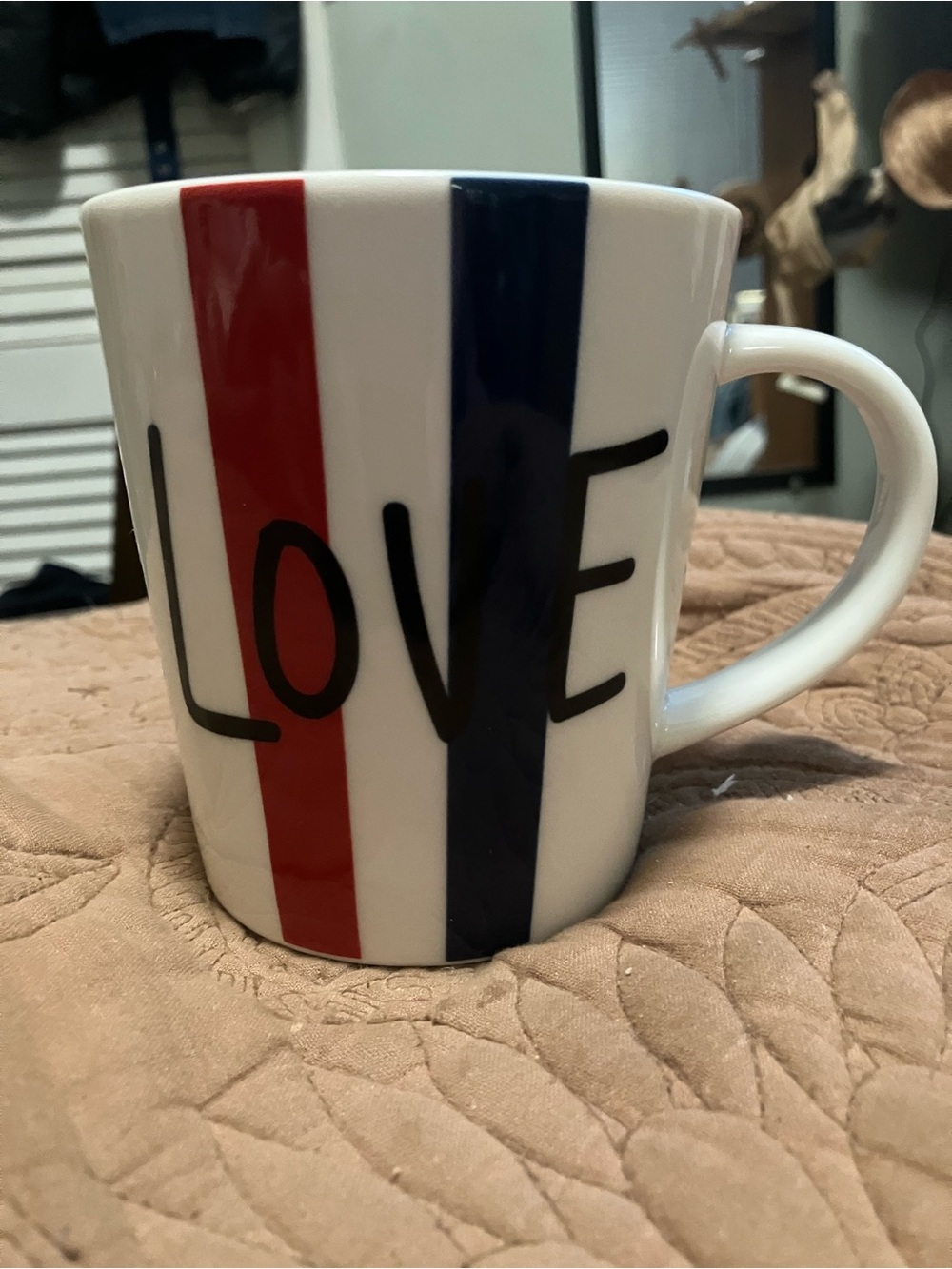 NWT Ellen Degeneres Love Stripe Mug - Red & Blue